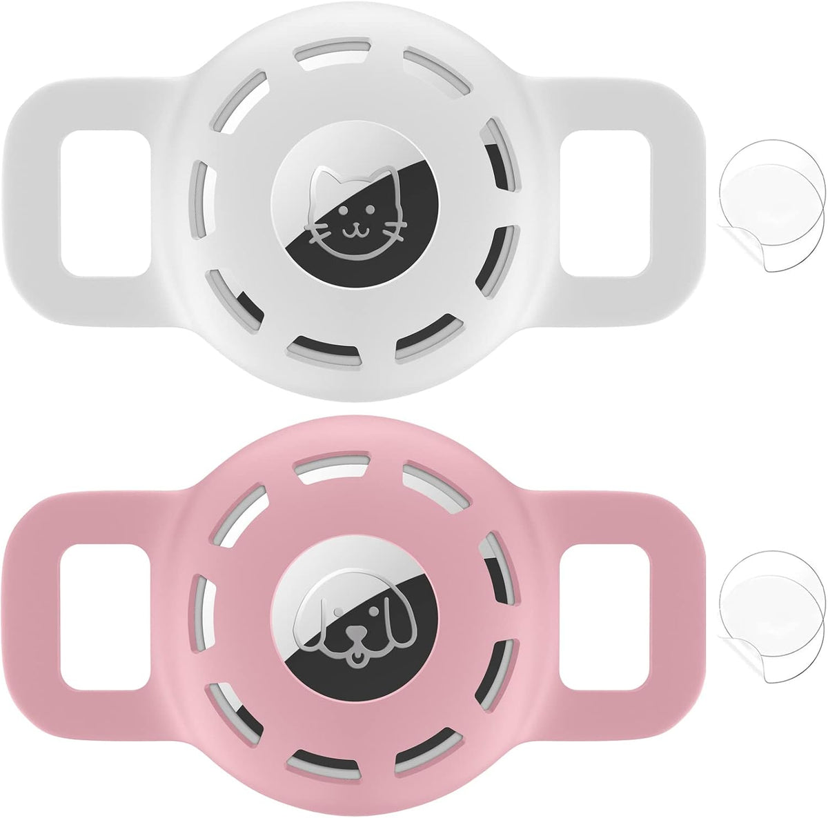 for Air tag Cat Collar Holder for Apple Air Tag - Ci-Pink+White