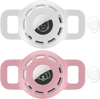 for Air tag Cat Collar Holder for Apple Air Tag - Ci-Pink+White