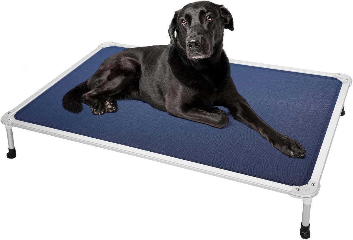 Veehoo Chew Proof Elevated Dog Bed, Cooling Raised Pet Cot - Blue / 49.0"L x 33.0"W x 9.0"Th
