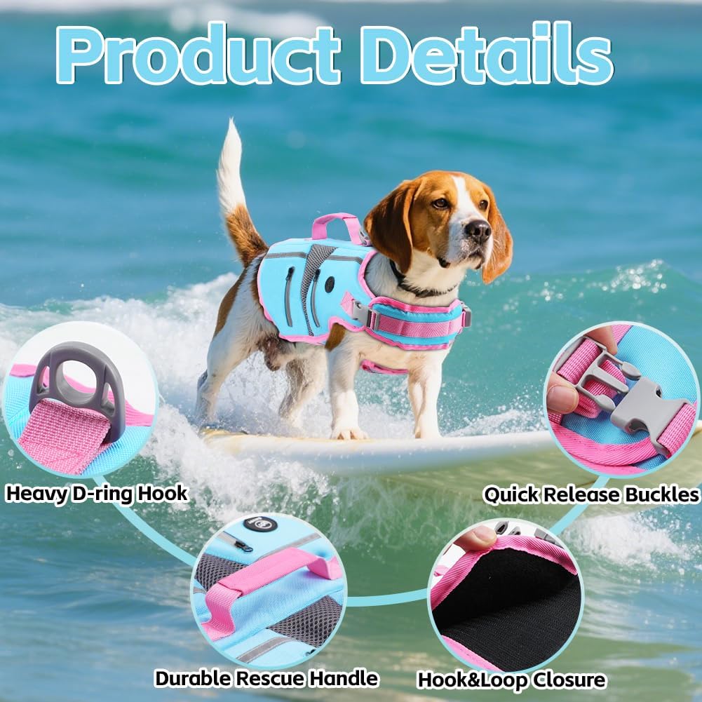 EMUST Dog Life Vest for Swimming - Large / New Blue - image 3