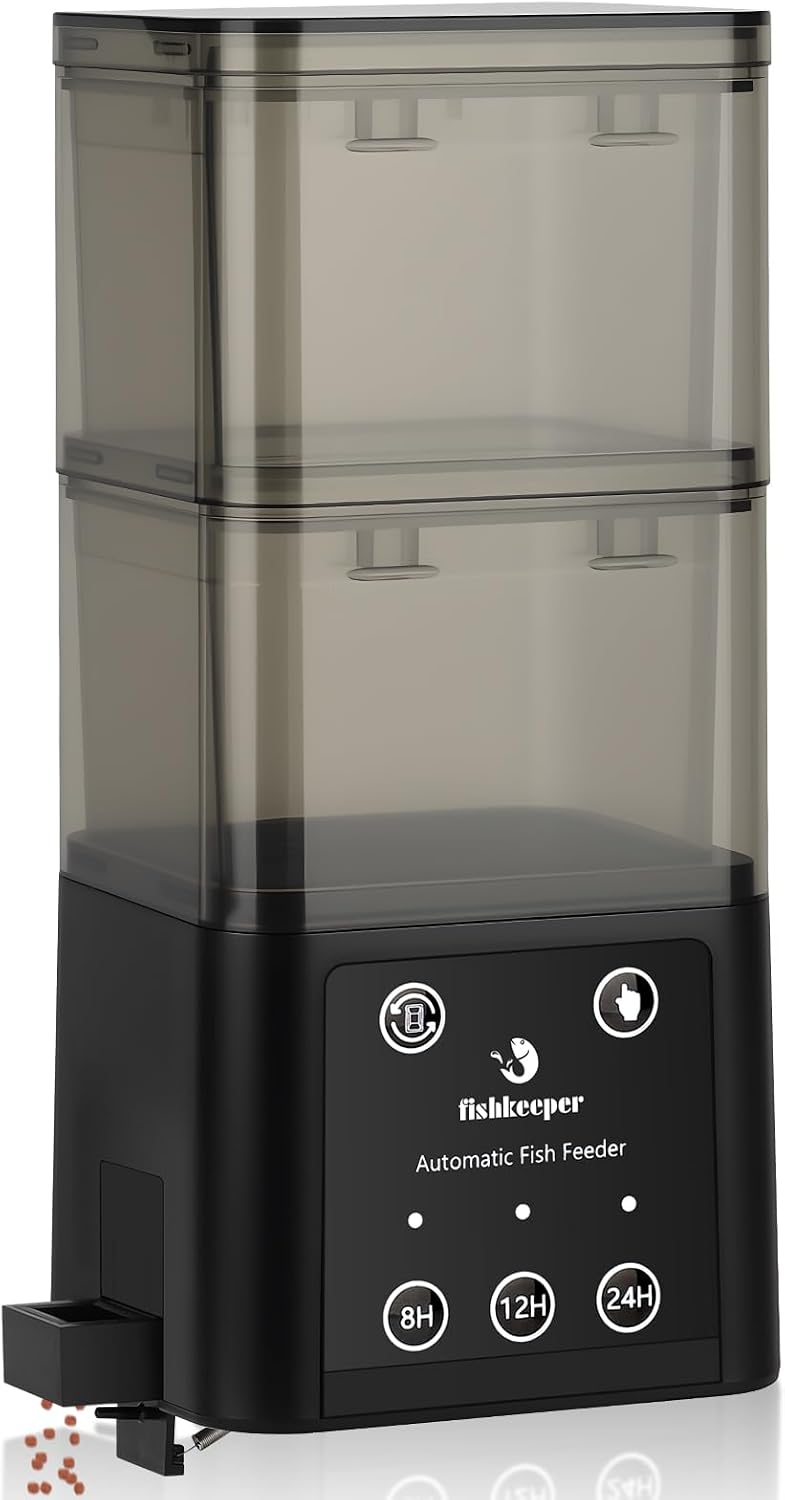 fishkeeper Automatic Fish Feeder for Aquarium, 8H/10H/24H Timer - 520ML