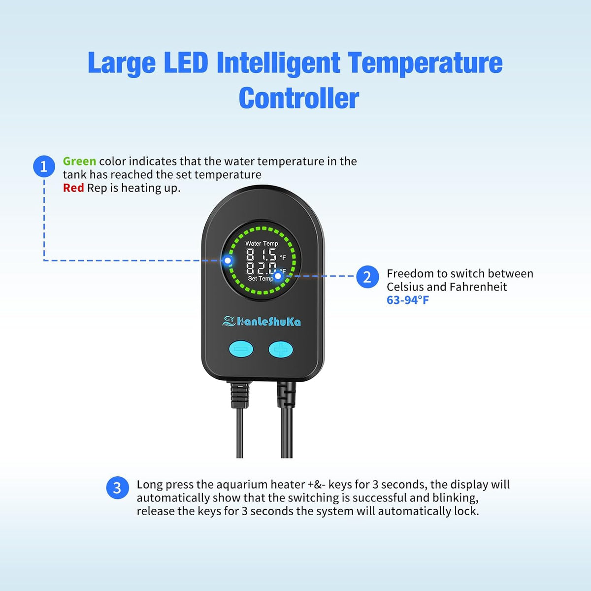 100W Submersible Fish Tank Heater for 10-20 Gallon with Auto Shut-Off - 100W - image 2