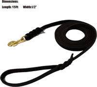 LWBMG Long Leather Dog Leash 10ft, Long Line Pet Leashes - 15ftx1/2'' / Black - image 2