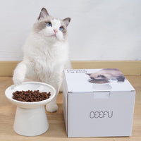 Extra Wide Elevated Ceramic 6.2" Shallow Cat Food Bowl – Essentials for Cats - White-Shallow - image 4