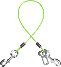 Dog Seat Belt Harness for Car,Dog Seatbelt of Coated Wire Leash Safety Restraint,No Chew Tether Cable Vehicle,Double Clips & Latch(Green, 16 inch/40 CM)