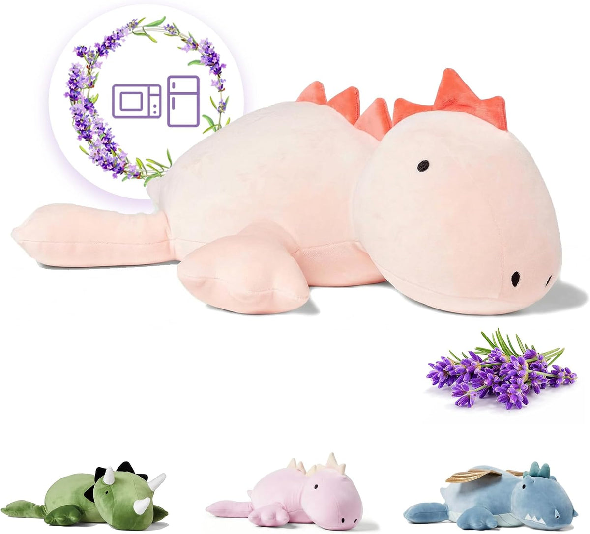 OSOCU purple stegosaurus microwavable plush, 16 inch weighted heating pad - view 2