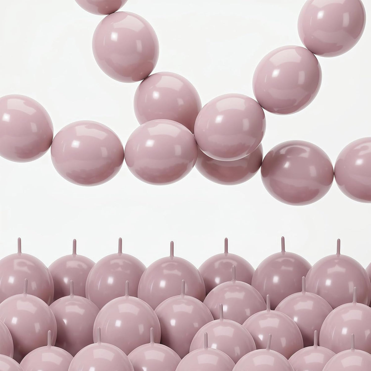 Pearl White Linking Balloons for Wedding Bride Shower Mermaid Party - Dusty Pink / 10 inch