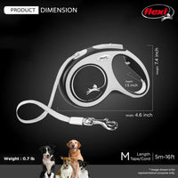 FLEXI Comfort Tape Retractable Dog Leash - Medium - 16 Feet / Grey/Black - image 3