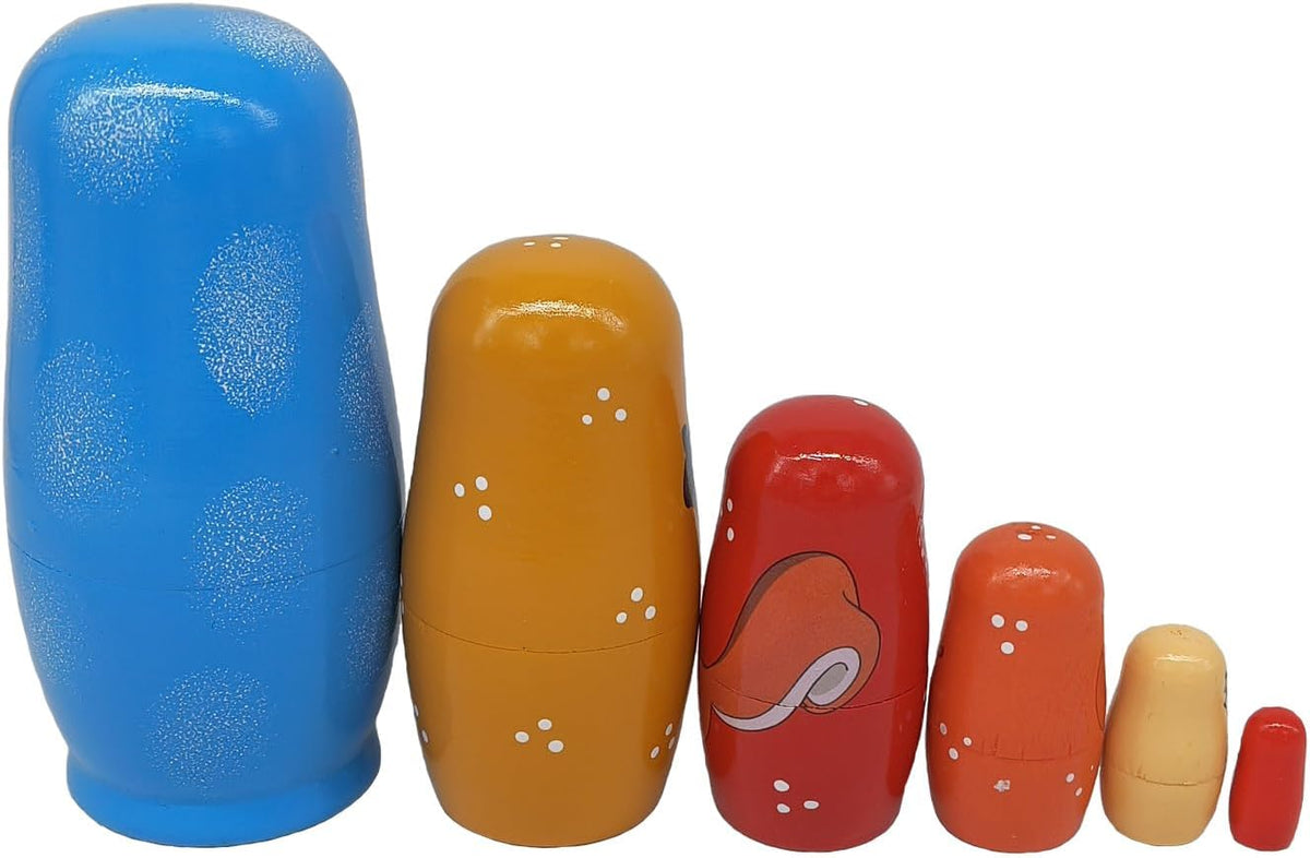 Konrisa set of six hand painted wooden unicorn nesting dolls - view 7