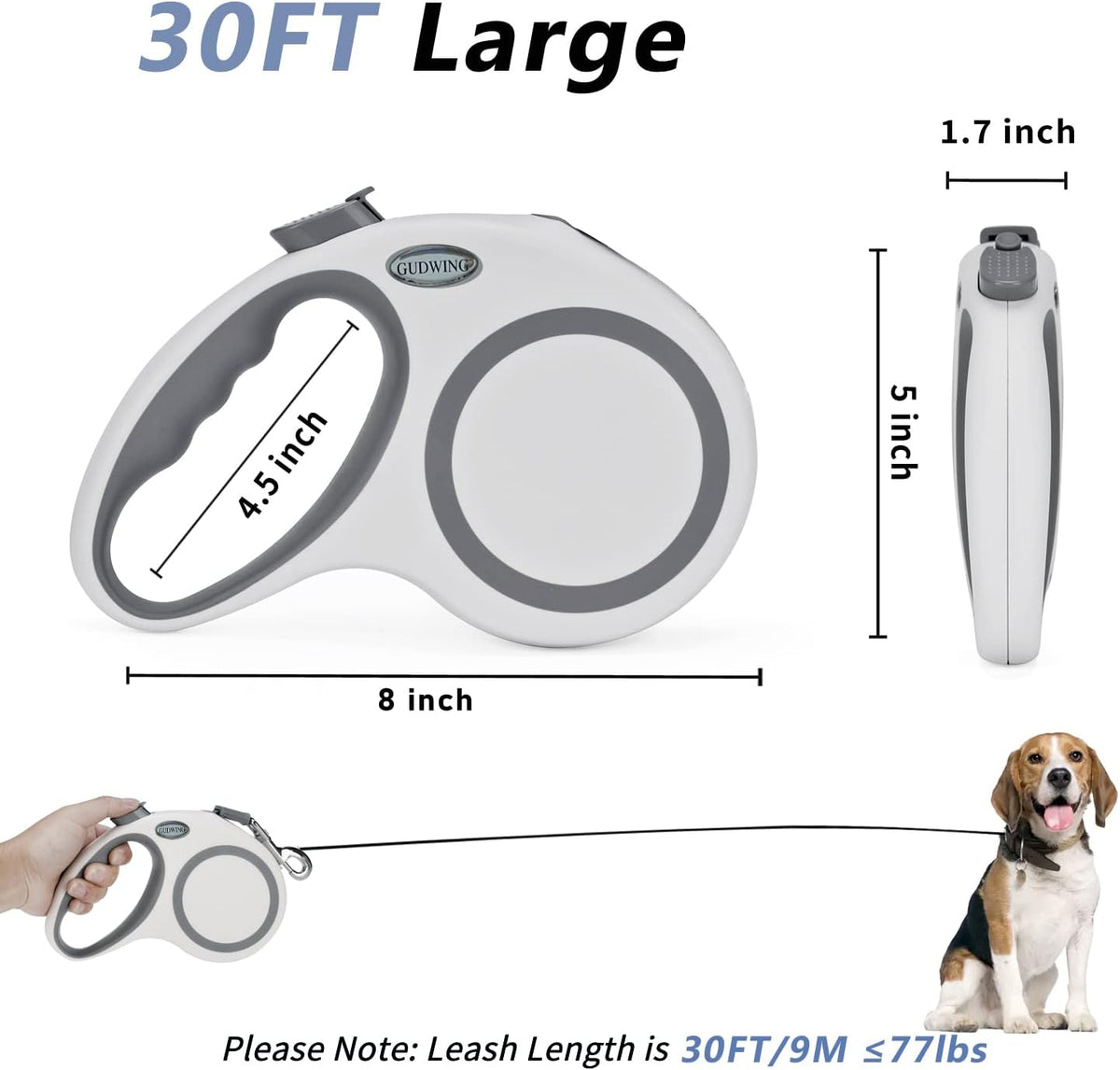 Retractable Dog Leash 30 FT Cord for Medium Large Dogs up to – Essentials for Dogs - image 2