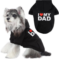 Dog Basic Hoodie Soft Dog Clothes Cold Weather Sweaters for Medium - I LOVE MY DAD / S(Back: 12.6",Chest:18.11", 5-10 lbs)