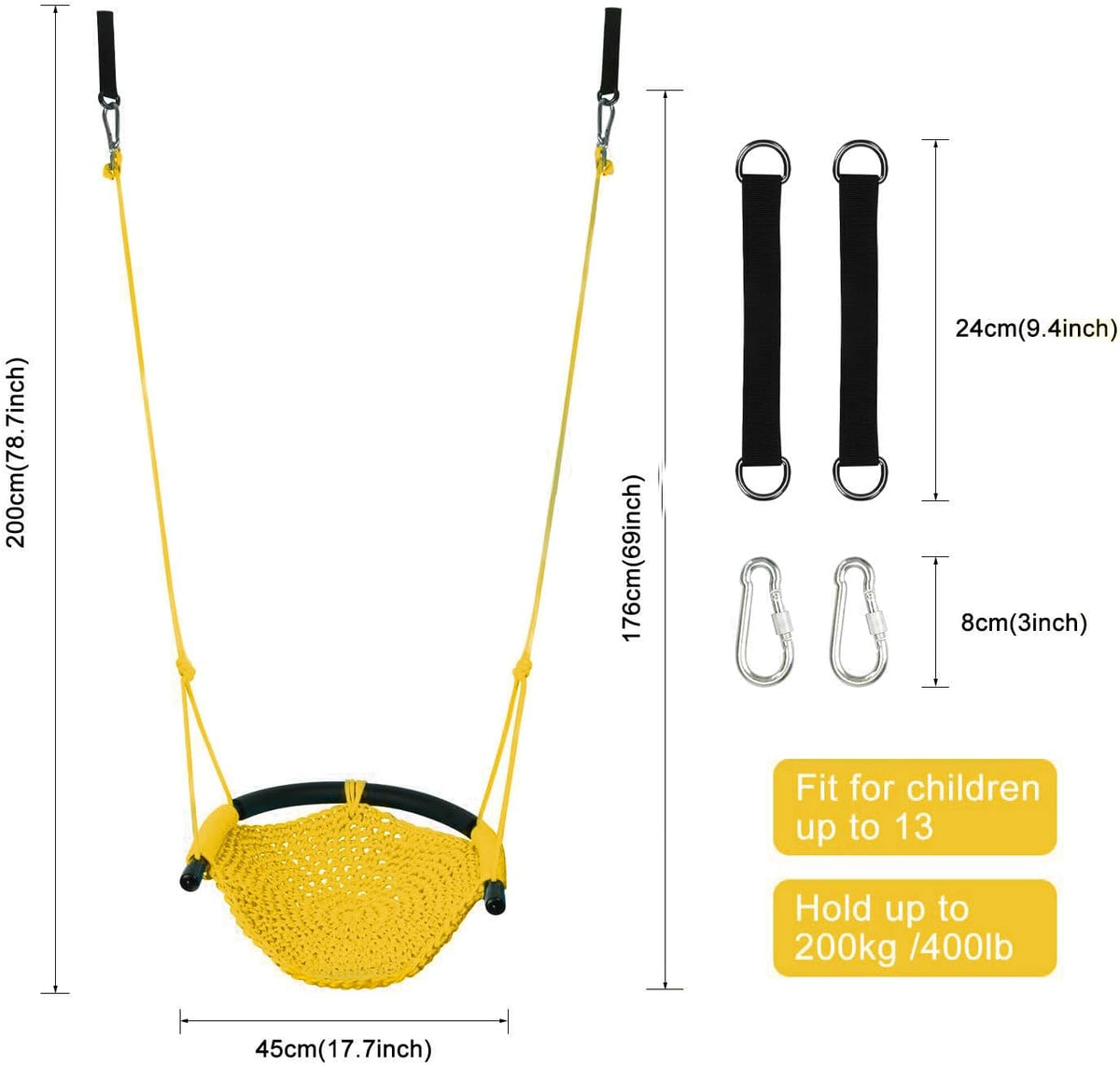 JKsmart Kids Net Swing Seat - Yellow / 1 Pack - image 3