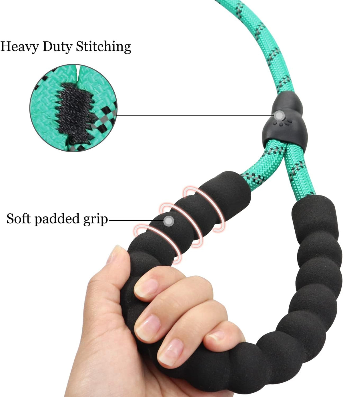 Slip Lead for Dogs, No Pull Training Leash, Padded Handle – Essentials for Dogs - L-1/2"x6'(110-250lbs) / Turquoise - image 3