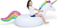 Jasonwell Big Inflatable Unicorn Pool Float Floatie Ride On with Fast - Rainbow / X-Large - image 2