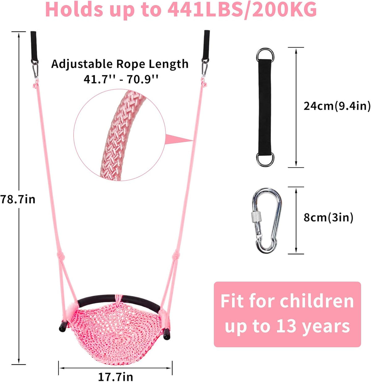 Hi-Na Tree Swing for Kids - Pink - image 2
