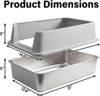Stainless Steel Litter Box, Metal Cat Litter Box for Kitten - Large:23X14.6X10 with Lid - image 2