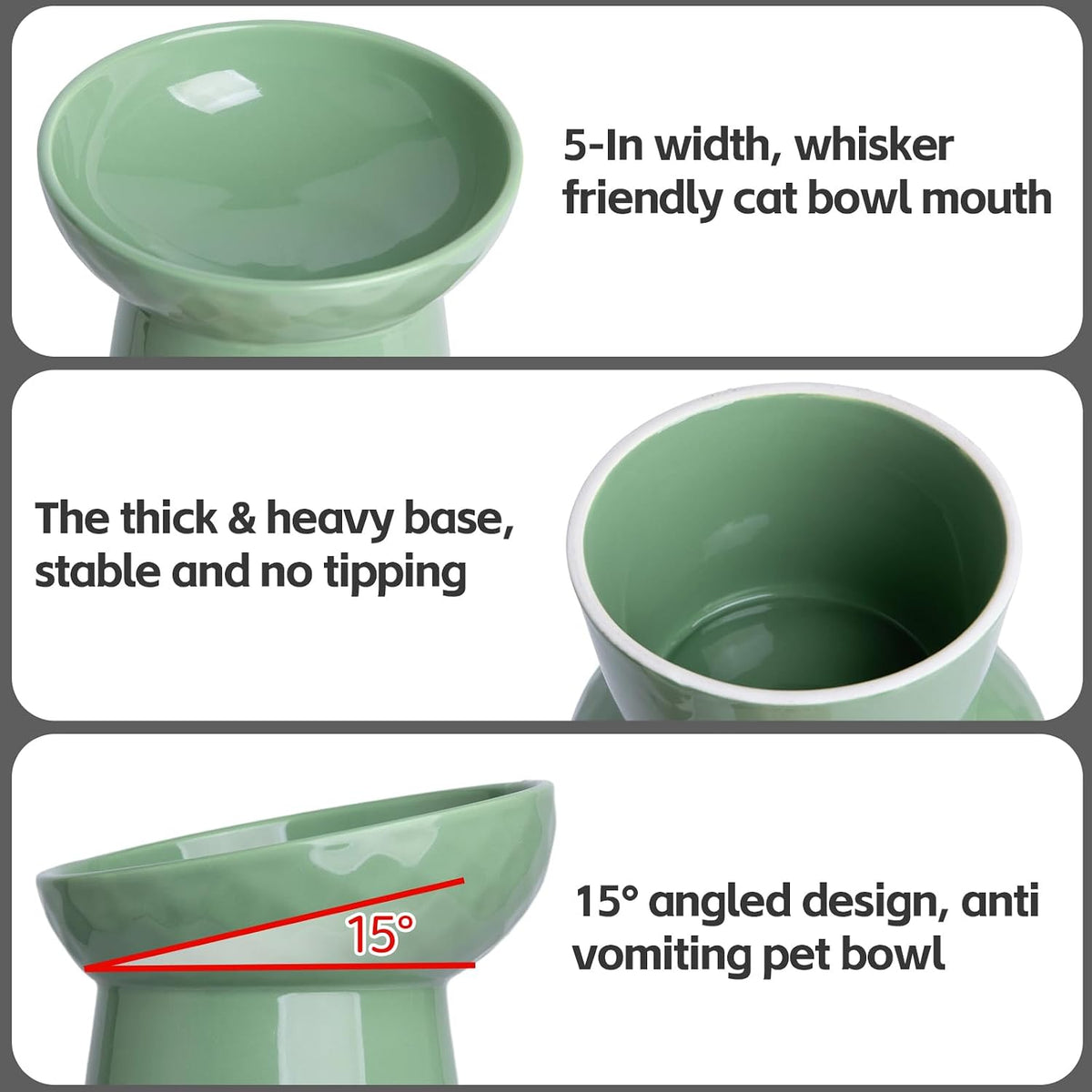 YauYik Small Raised Cat Bowls - GREEN - image 4