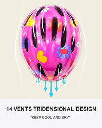 BeBeFun girls bike helmet in pink with 12 air vents and adjustable fit knob, ages 3 to 10 - view 33