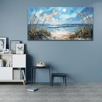 hyidecorart Large Wall Art For Living Room Wall Decor For Bedroom Sunshine Ocean Scenery Painting Blue Sea Waves Wall Pictures Office Modern Canvas Prints Artwork Aesthetic Home Decoration 48"X 24"