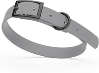 Dogline Biothane Waterproof Dog Collar Strong Coated Nylon Webbing with Black Hardware Odor- Proof for Easy Care Easy to Clean High Performance Fits Small Medium or Large Dogs, Battleship Gray