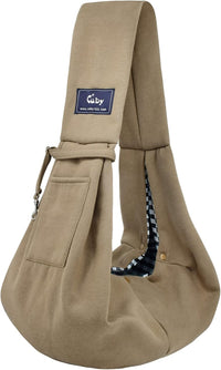 Dog and Cat Sling Carrier, Hands Free Reversible Pet Papoose Bag - Khaki