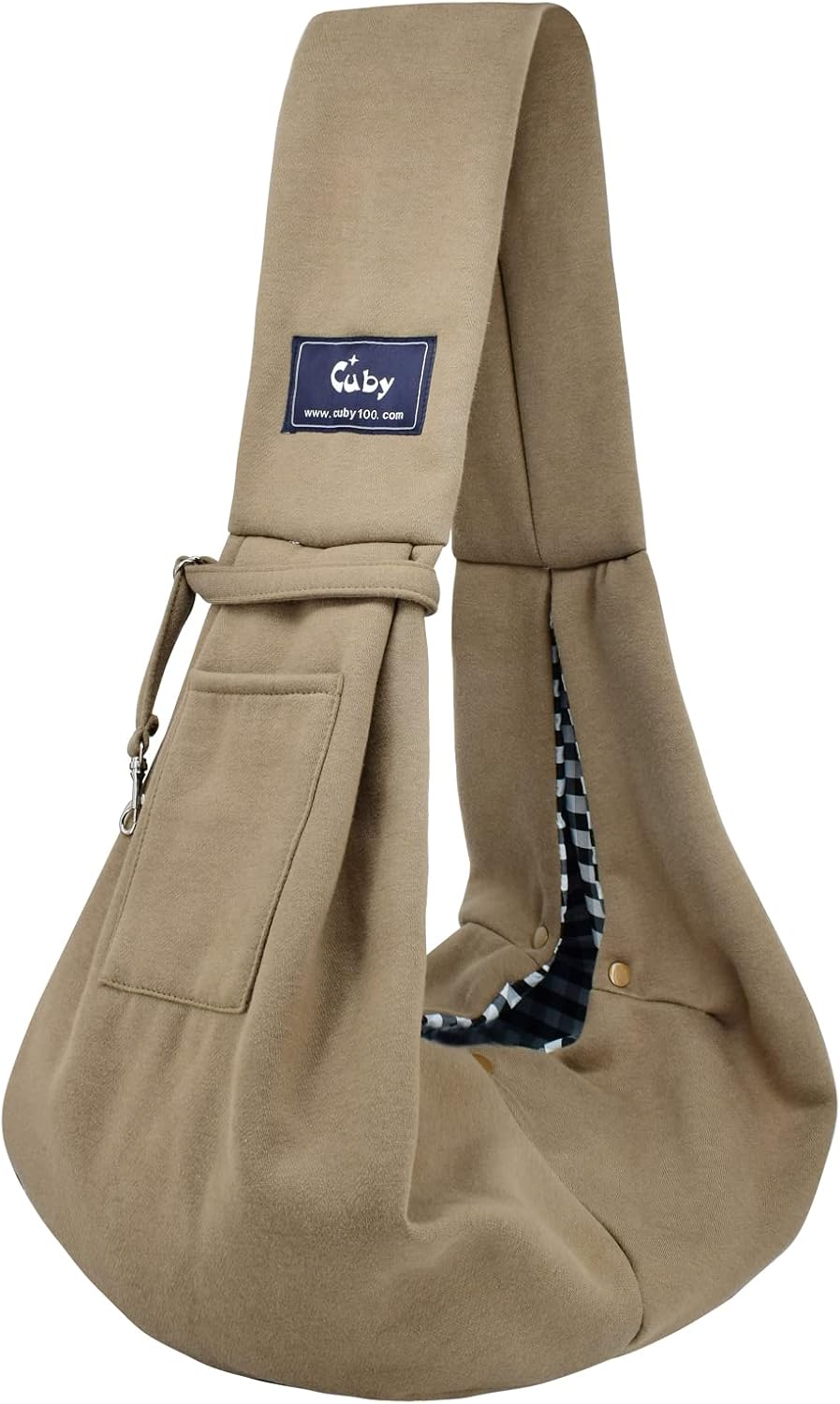 Dog and Cat Sling Carrier, Hands Free Reversible Pet Papoose Bag - Khaki