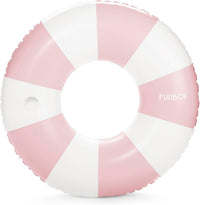 FUNBOY Giant 46" Vintage Pink Stripe Pool Tube Float with Cup Holder – Fun for Kids & Family - Pink