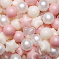 TRENDPLAY Ball Pit Balls Star and Heart Shapes for Toddlers - Pink Beige Pearl White / 100