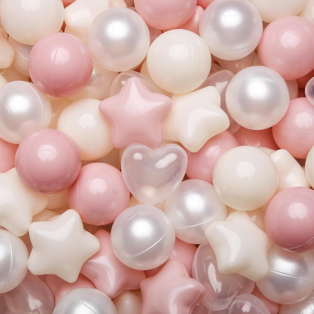TRENDPLAY Ball Pit Balls Star and Heart Shapes for Toddlers - Pink Beige Pearl White / 100