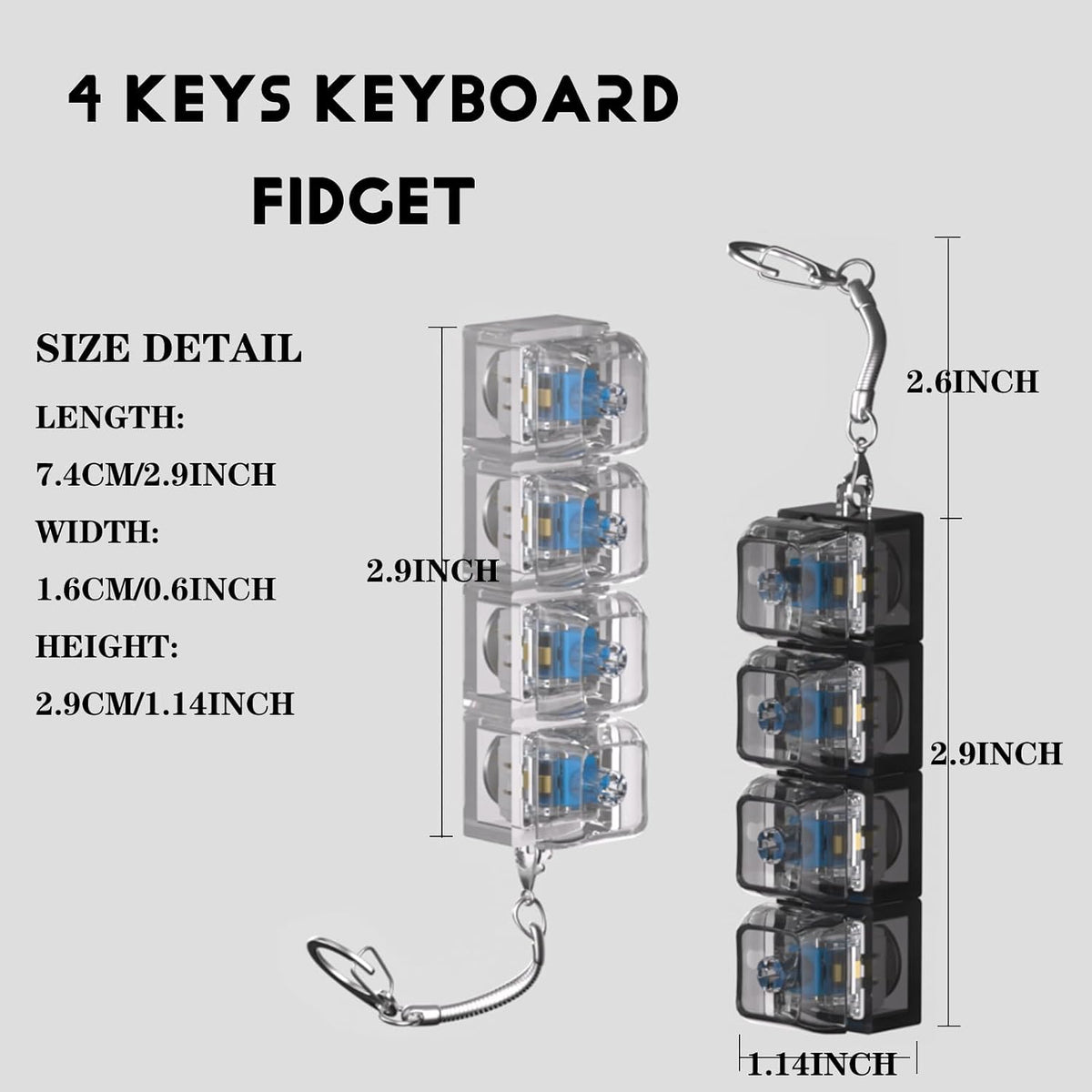 2 Pcs LED Keyboard Fidget Toy for Adults - Blue Switch - image 2