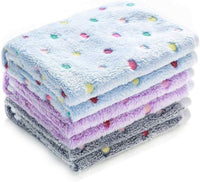 1 Pack 3 Blankets Super Soft Cute Dot Pattern Pet Blanket Flannel - Blue/Purple/Grey / 23x16 inch (Pack of 3)