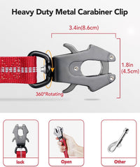 Joytale Tactical Bungee Dog Leash, Shock Absorbing No Pull - Red