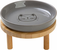 Shallow Wide Elevated Cat Bowls Whisker Fatigue – Essentials for Cats - Grey / Plate with stand(set of 1)