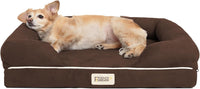 Friends Forever Large Dog Bed Couch - Memory Foam Dog Bed / Chester Brown / 25.0"L x 20"W x 5.5"Th