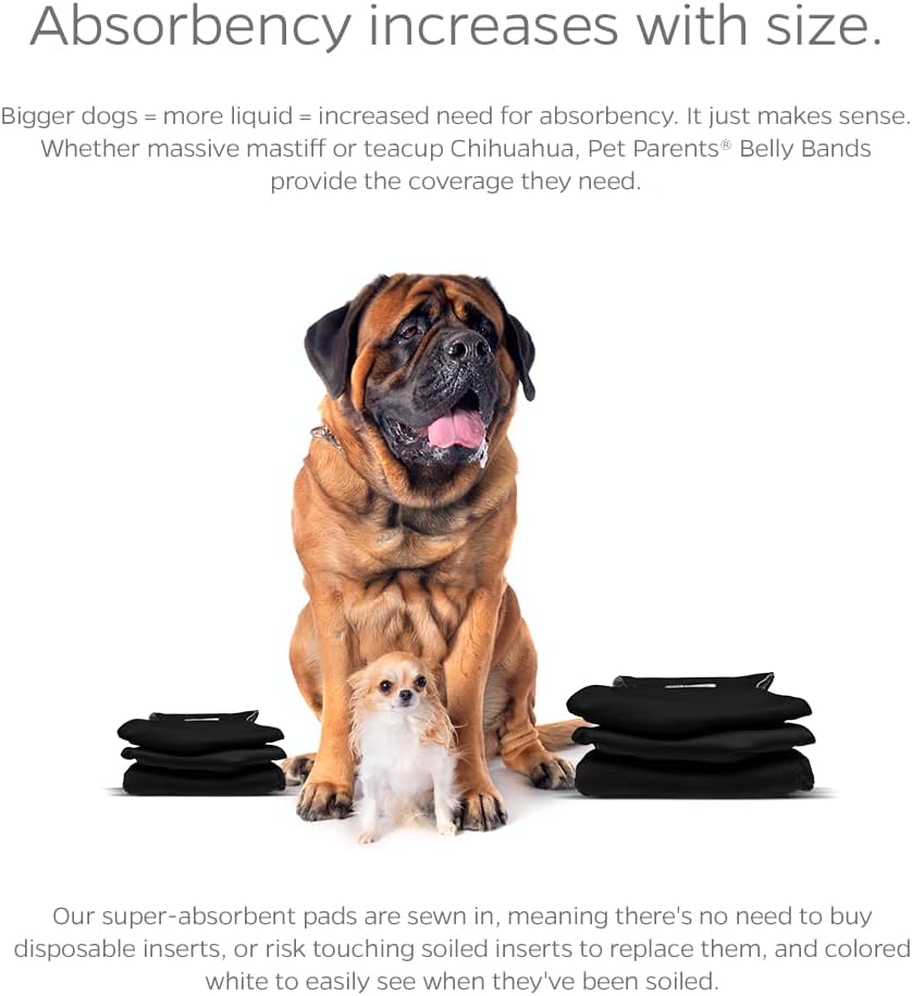 Pet Parents Washable Belly Bands for Male Dogs + Extendrs of Durable - Large (20-25") / Black - image 4
