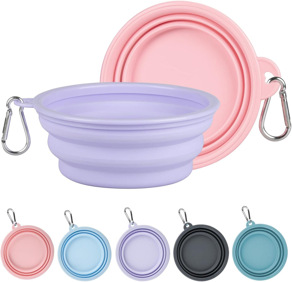 Kytely Collapsible Dog Bowls Medium - Lavender & Pink / Small