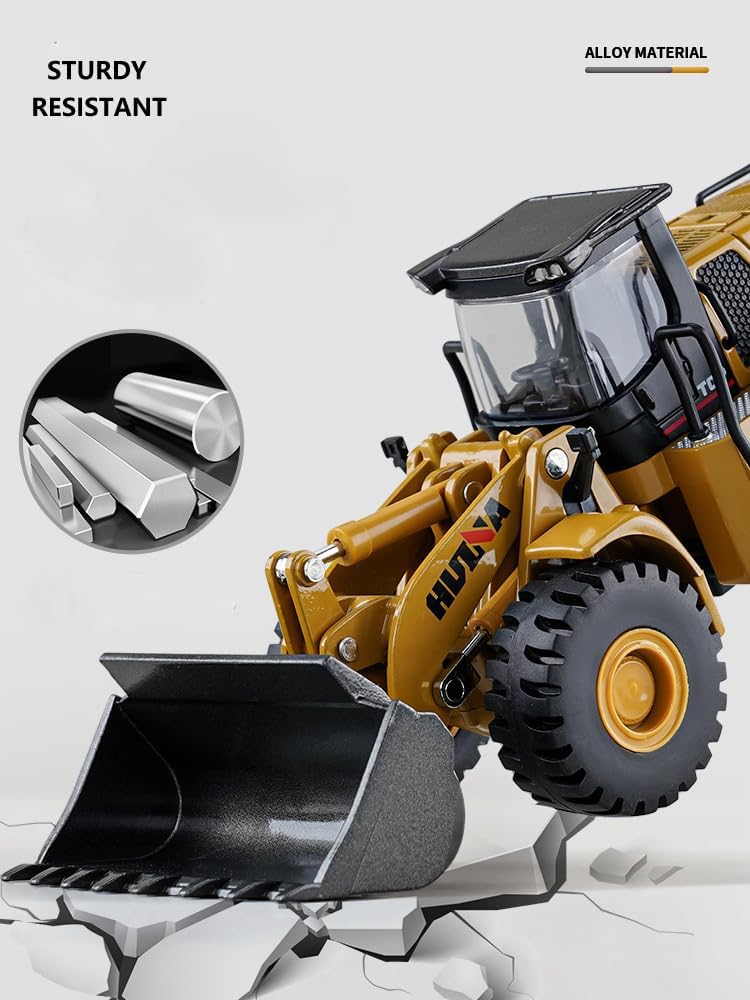 Gemini&Genius diecast wheel loader toy, metal construction vehicle with raising arm - view 4