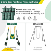FUNLIO Toddler Swing with Foldable Metal Stand for Toddlers Aged 1~10 - Green - image 4