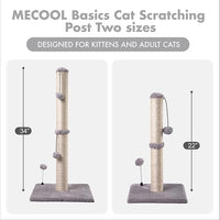 MECOOL Cat Scratching Post Premium Basics Kitten Scratcher Sisal Scratch Posts with Hanging Ball 22" for Kittens or Smaller Cats (22 inches for Kitten, Gray)