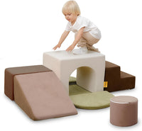 BanaSuper 7-piece gray kids foam climbing blocks playset for indoor play - view 2