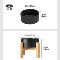 SPUNKYJUNKY Ceramic Elevated Dog Bowls 2 Pack - Large - 7.6 CUPS*2 / Black - image 2