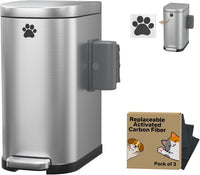 Dog Poop Trash Can Outside with Odor Control Lid & Step Pedal - Stainless Steel Silver / Rectangular / Large