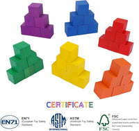 Offelec 1 inch wooden blocks, 108 cubes in 6 colors for stacking and sorting - view 6