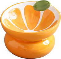 Ceramic Raised Cat Bowl, Strawberry Shaped - Yellow