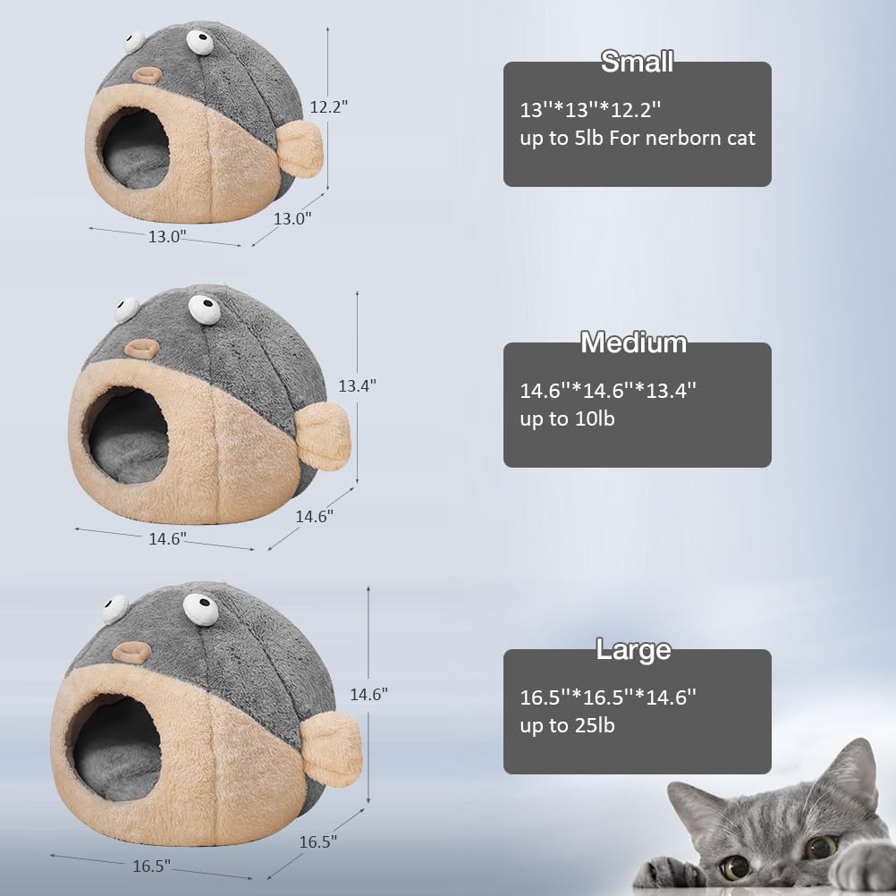 Cat Beds for Indoor Cats-Cat Bed Cave - L / Grey - image 2