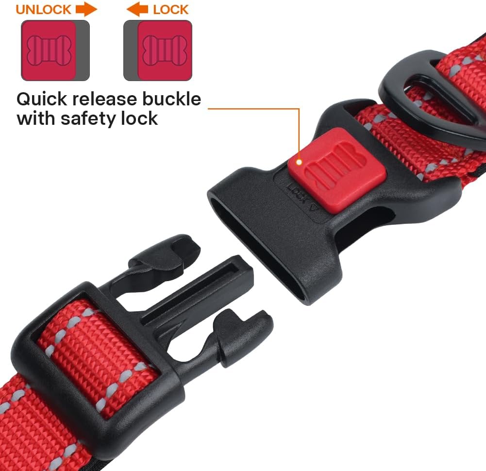 Taglory Reflective Large Dog Collar - Red / Small (Pack of 1) - image 3