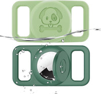 2 Pack Waterproof AirTag Dog Collar Holder Compatible with Apple AirTag, Silicone Hidden Loop Holder for Airtag Tracker, Anti-Lost Dog Collar Air Tag Accessories(Light,Dark Green)