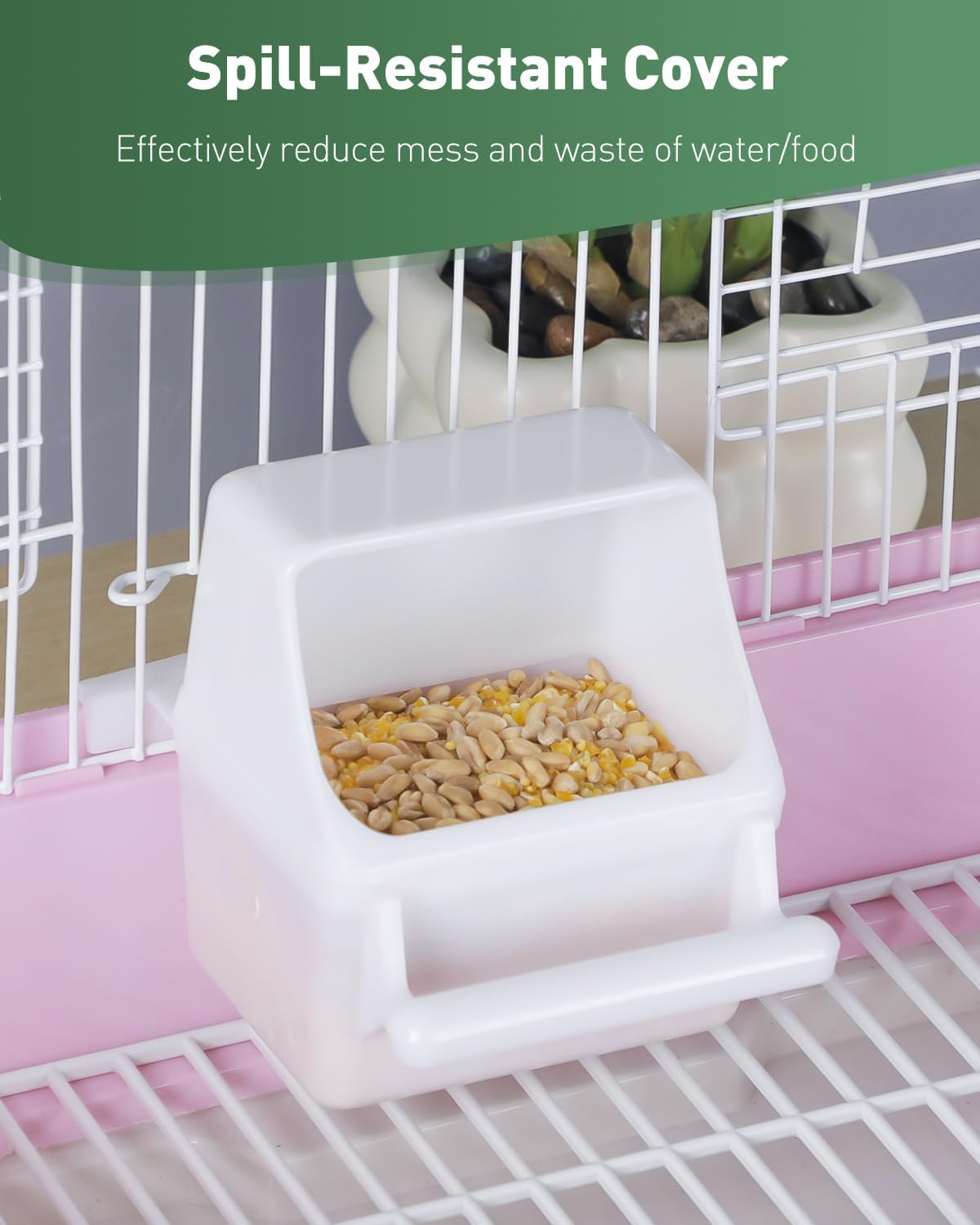 Pawfly 2 Pcs Bird Feeder, Hanging Plastic Water Dispenser with Hooks, Food Bowl for Small Parakeet - 1 PC - image 4