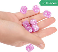24 of Pack 16MM 6 Sided Dice Set, Two Colours D6 Game Dice Set - Light Purple Pearl - image 3