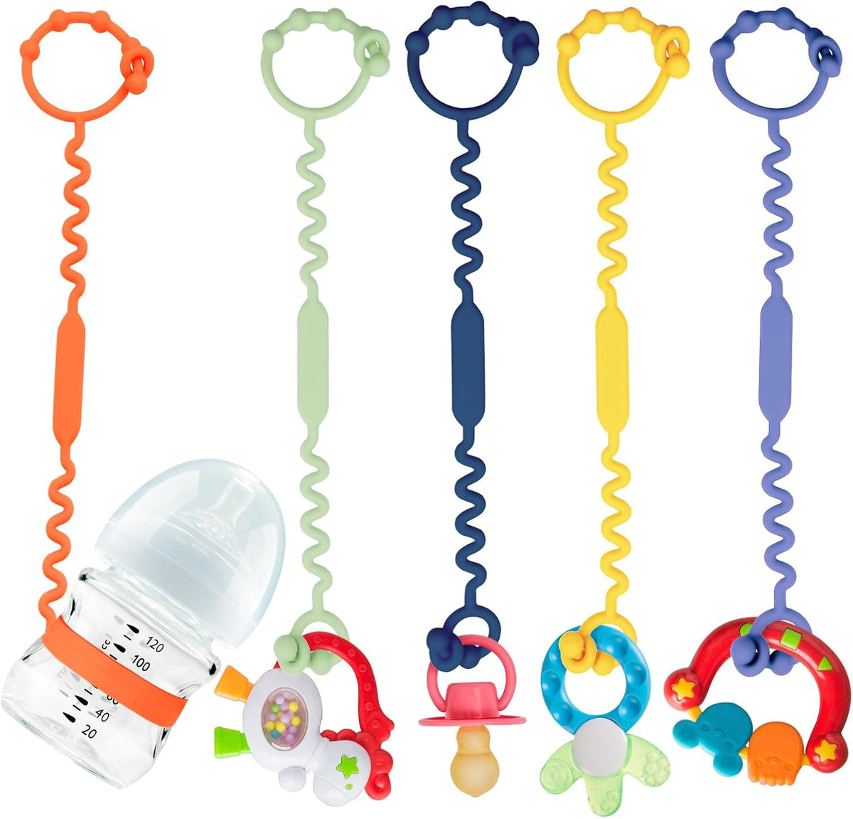 Toy Straps for Baby, Toy Safety Straps for Toy, Sippy Cup Straps - A-multi-5pk